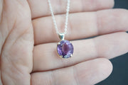 Amethyst Sterling Silver Oval Pendant