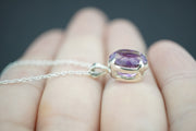 Amethyst Sterling Silver Oval Pendant