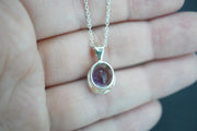 Amethyst Sterling Silver Oval Pendant