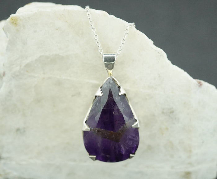 Amethyst Sterling Silver Large Drop Pendant