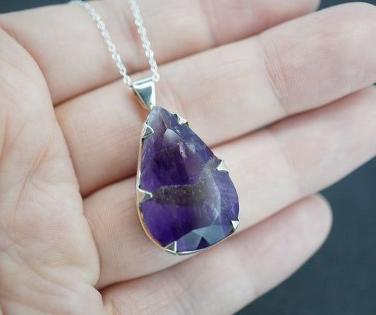 Amethyst Sterling Silver Large Drop Pendant