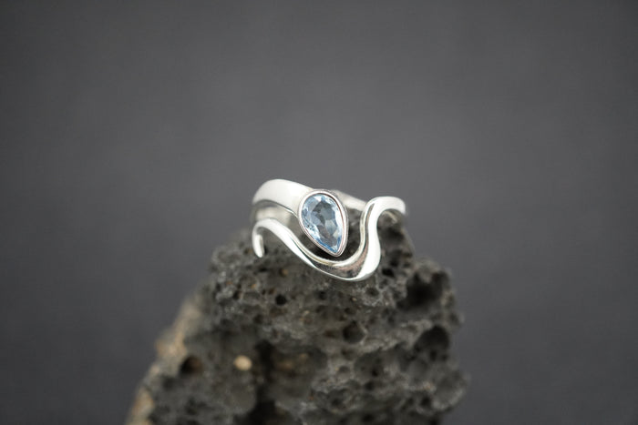Blue Topaz Sterling Silver Wave Ring