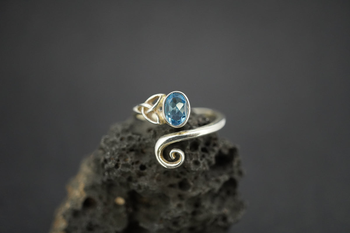 Blue Topaz Sterling Silver Trinity Ring