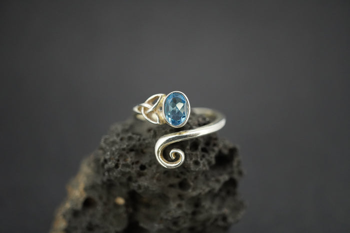 Blue Topaz Sterling Silver Trinity Ring