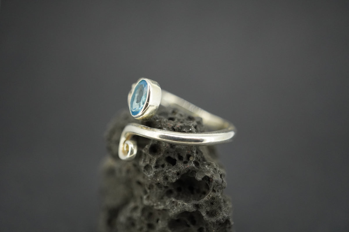 Blue Topaz Sterling Silver Trinity Ring