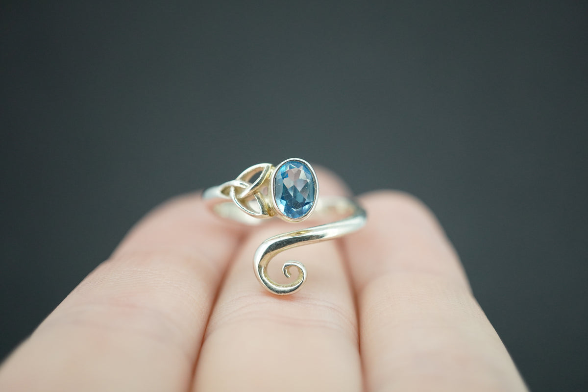 Blue Topaz Sterling Silver Trinity Ring