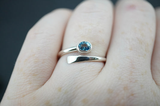 Blue Topaz Sterling Silver Wire Ring