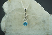 Blue Topaz Sterling Silver Round Celtic Pendant