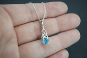 Blue Topaz Sterling Silver Round Celtic Pendant