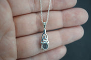 Blue Topaz Sterling Silver Round Celtic Pendant