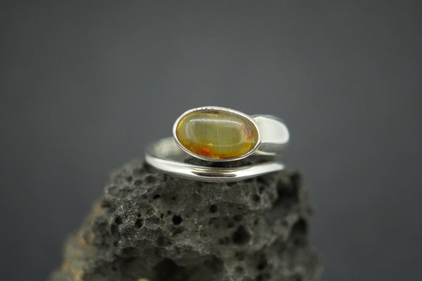 Amber Sterling Silver Snake Ring