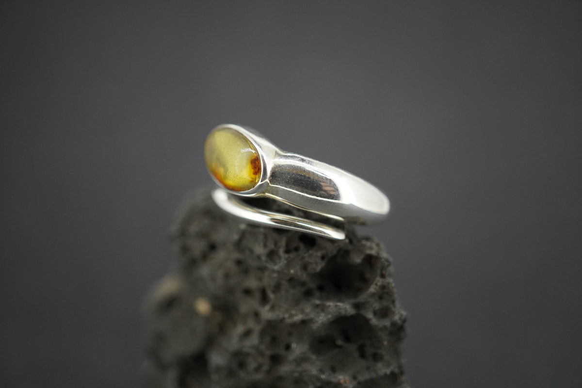 Amber Sterling Silver Snake Ring