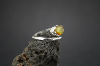 Amber Sterling Silver Snake Ring