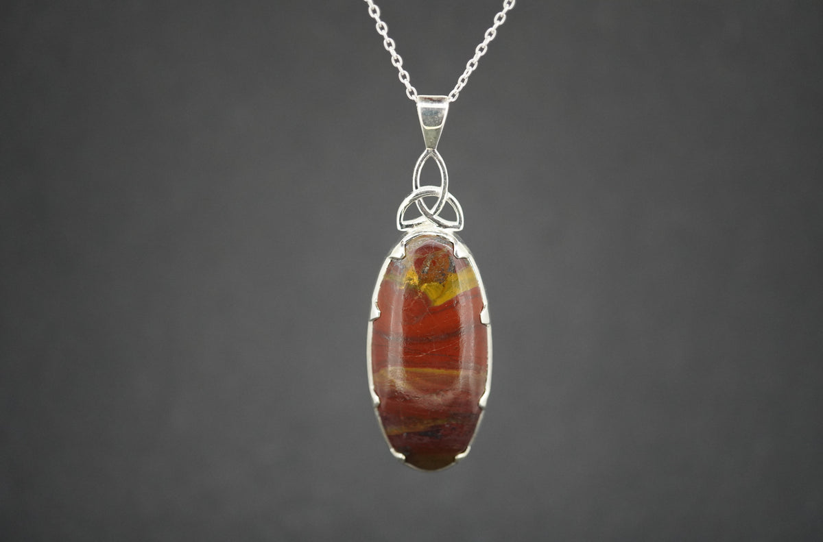 Campsie Fells Jasper Sterling Silver Large Oval Pendant