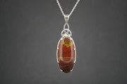 Campsie Fells Jasper Sterling Silver Large Oval Pendant