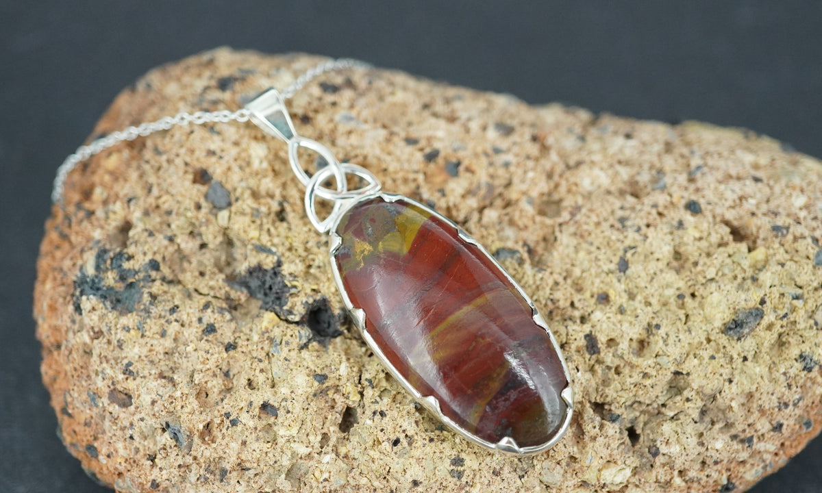 Campsie Fells Jasper Sterling Silver Large Oval Pendant
