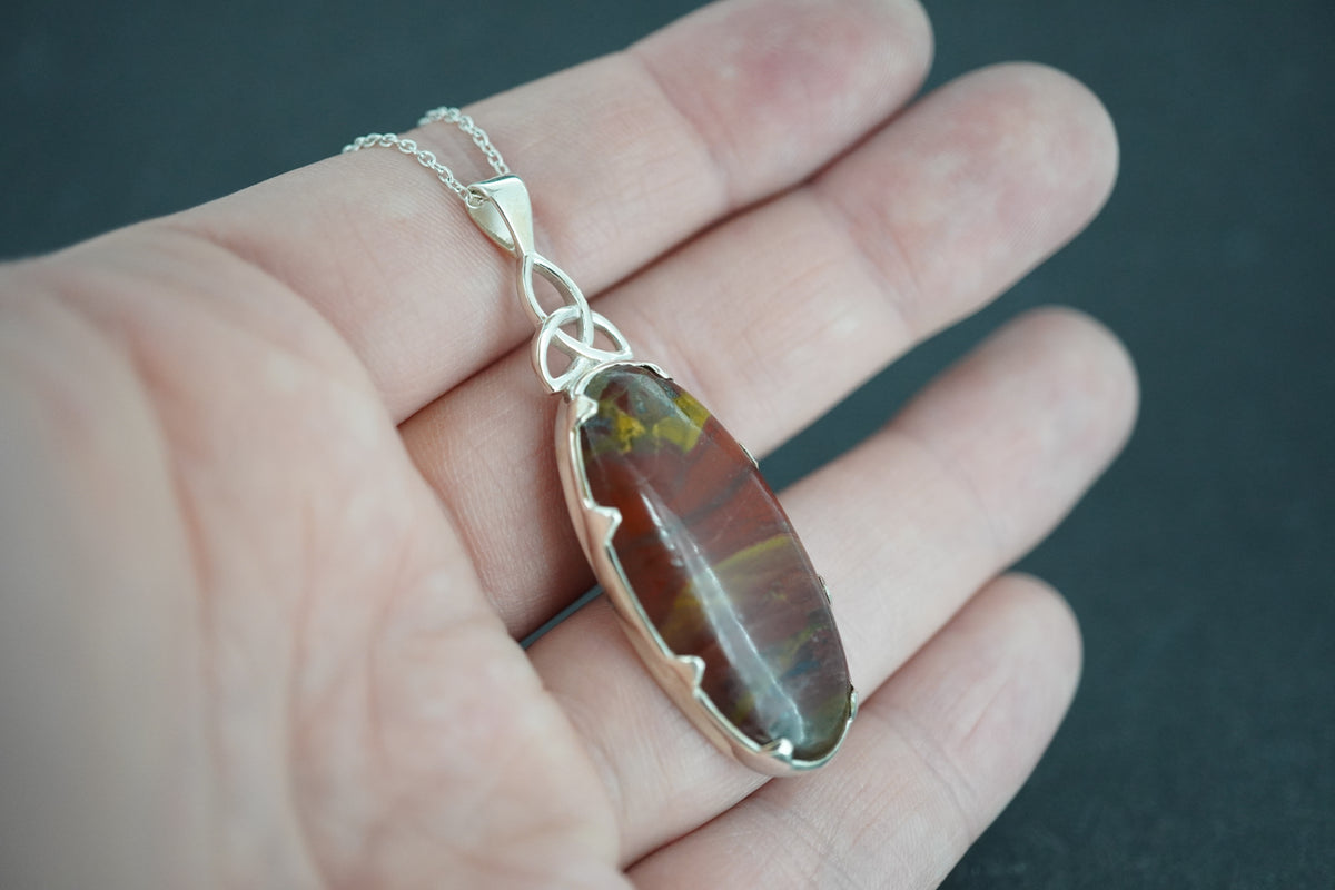 Campsie Fells Jasper Sterling Silver Large Oval Pendant