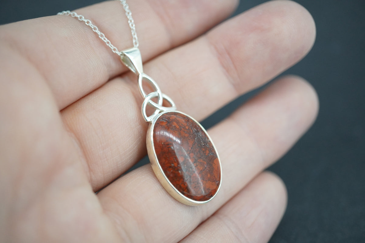 Campsie Fells Jasper Sterling Silver Medium Oval Pendant