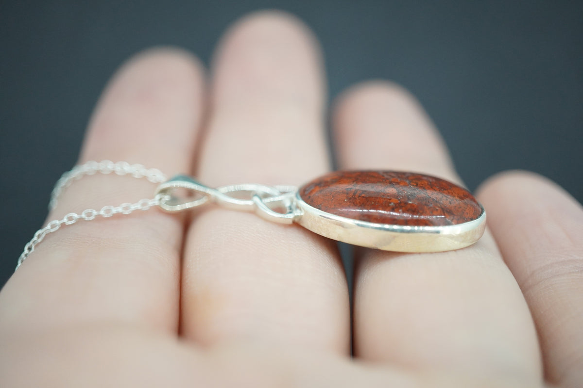 Campsie Fells Jasper Sterling Silver Medium Oval Pendant