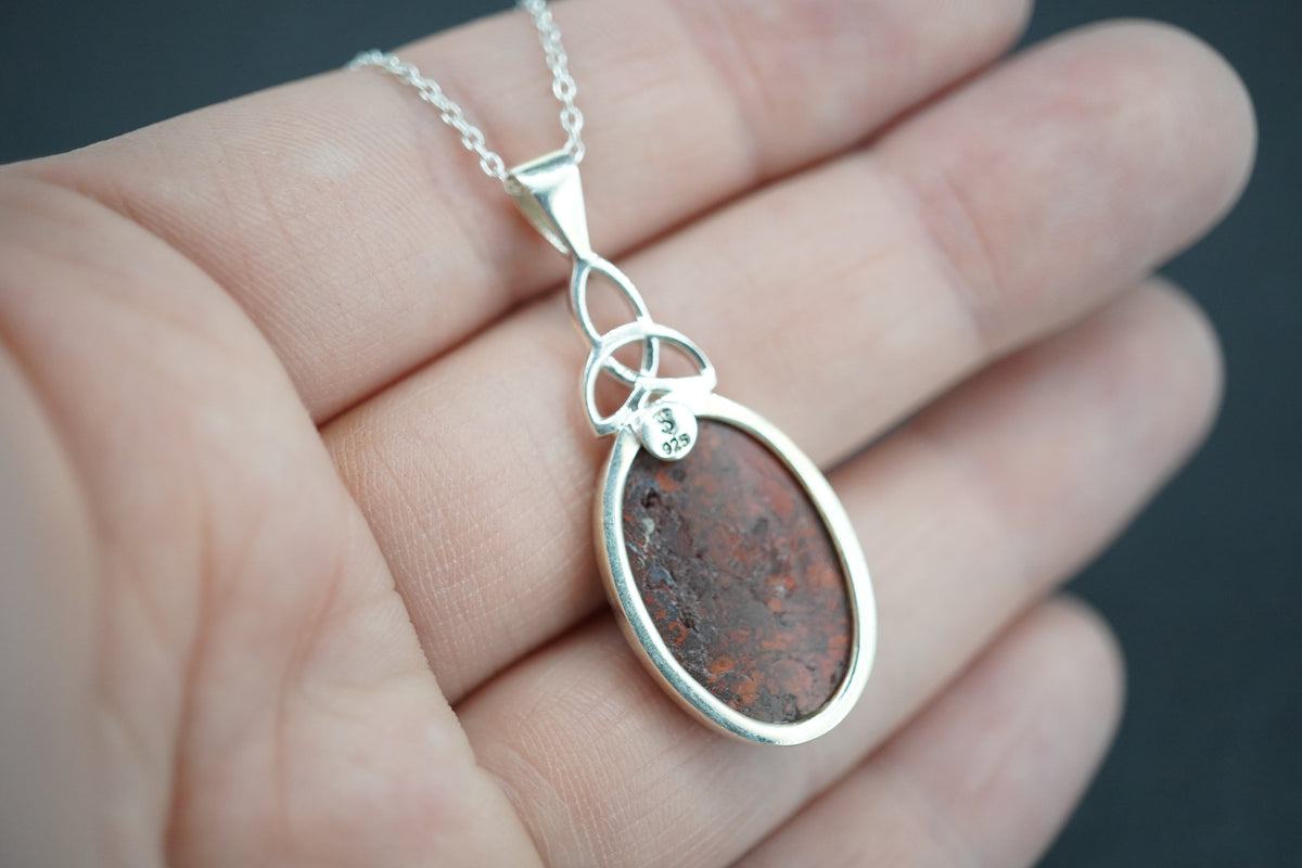 Campsie Fells Jasper Sterling Silver Medium Oval Pendant