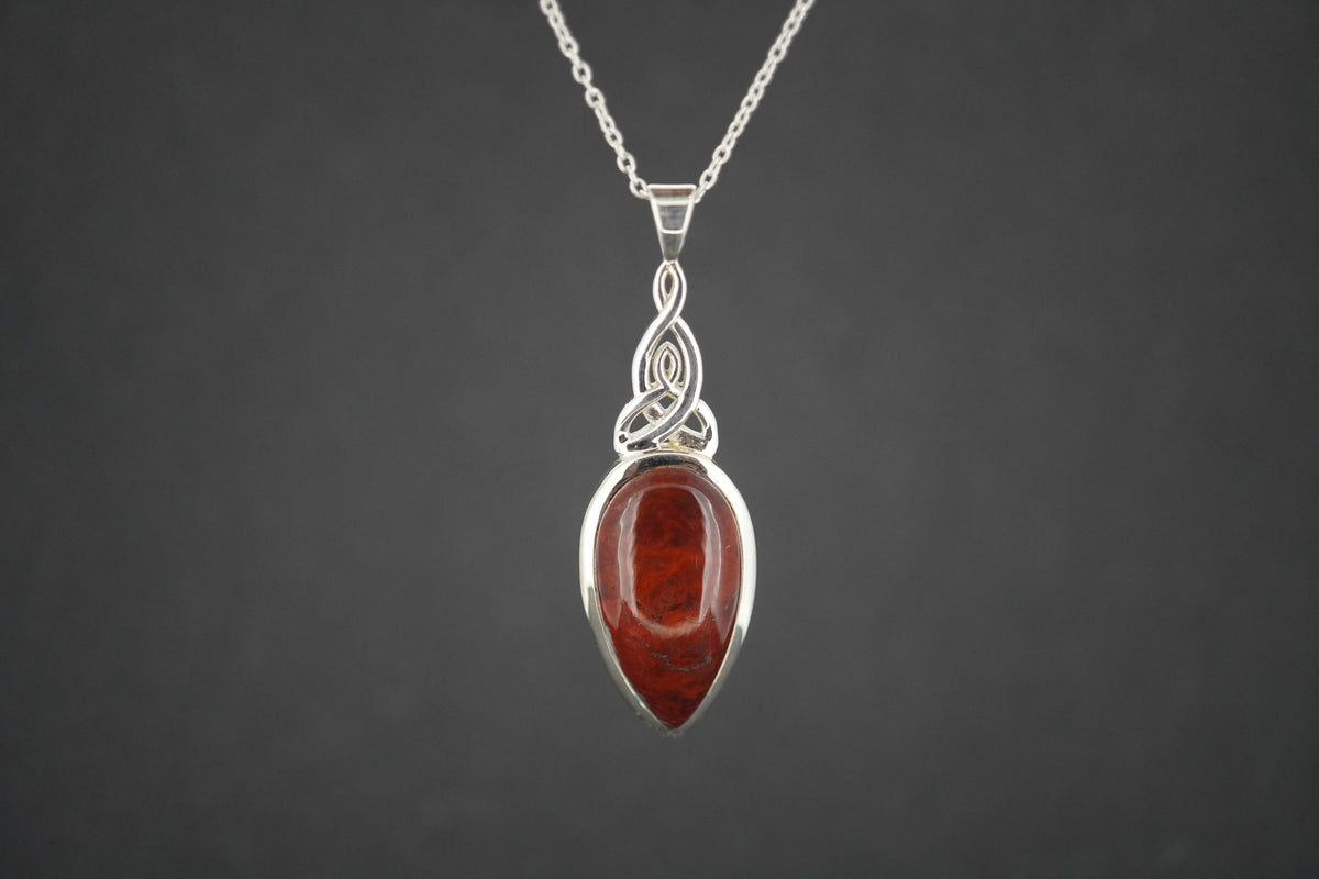 Scottish Red Jasper Sterling Silver Medium Drop Pendant