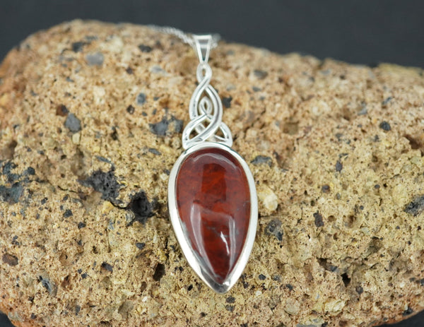 Scottish Red Jasper Sterling Silver Medium Drop Pendant