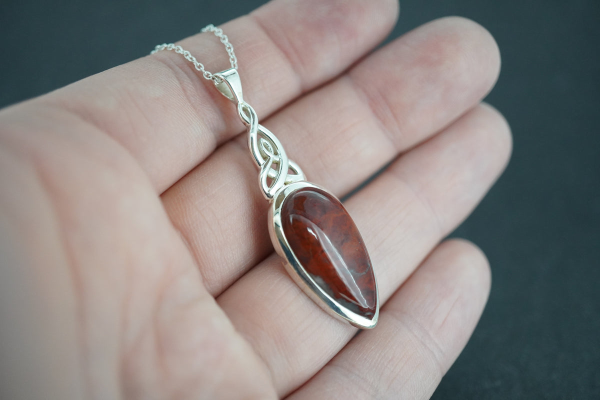 Scottish Red Jasper Sterling Silver Medium Drop Pendant