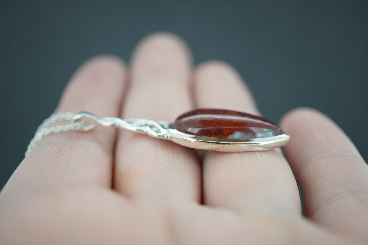 Scottish Red Jasper Sterling Silver Medium Drop Pendant