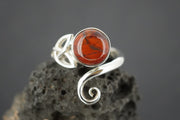 Scottish Red Jasper Sterling Silver Round Trinity Ring