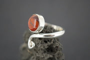 Scottish Red Jasper Sterling Silver Round Trinity Ring