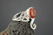 Scottish Red Jasper Sterling Silver Round Trinity Ring
