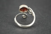 Scottish Red Jasper Sterling Silver Round Trinity Ring