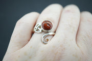 Scottish Red Jasper Sterling Silver Round Trinity Ring