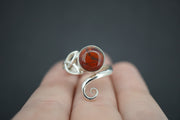 Scottish Red Jasper Sterling Silver Round Trinity Ring