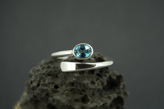Blue Topaz Sterling Silver Wire Ring
