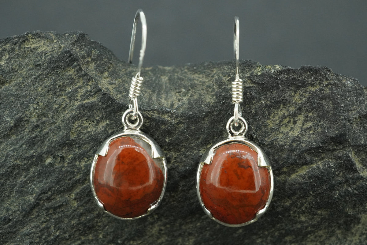 Campsie Fells Jasper Sterling Silver Medium Oval Earrings