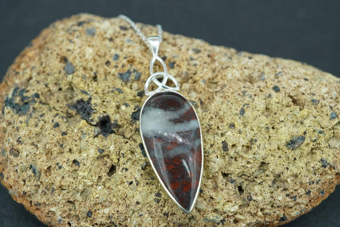 Scottish Red Jasper Sterling Silver Drop Celtic Pendant