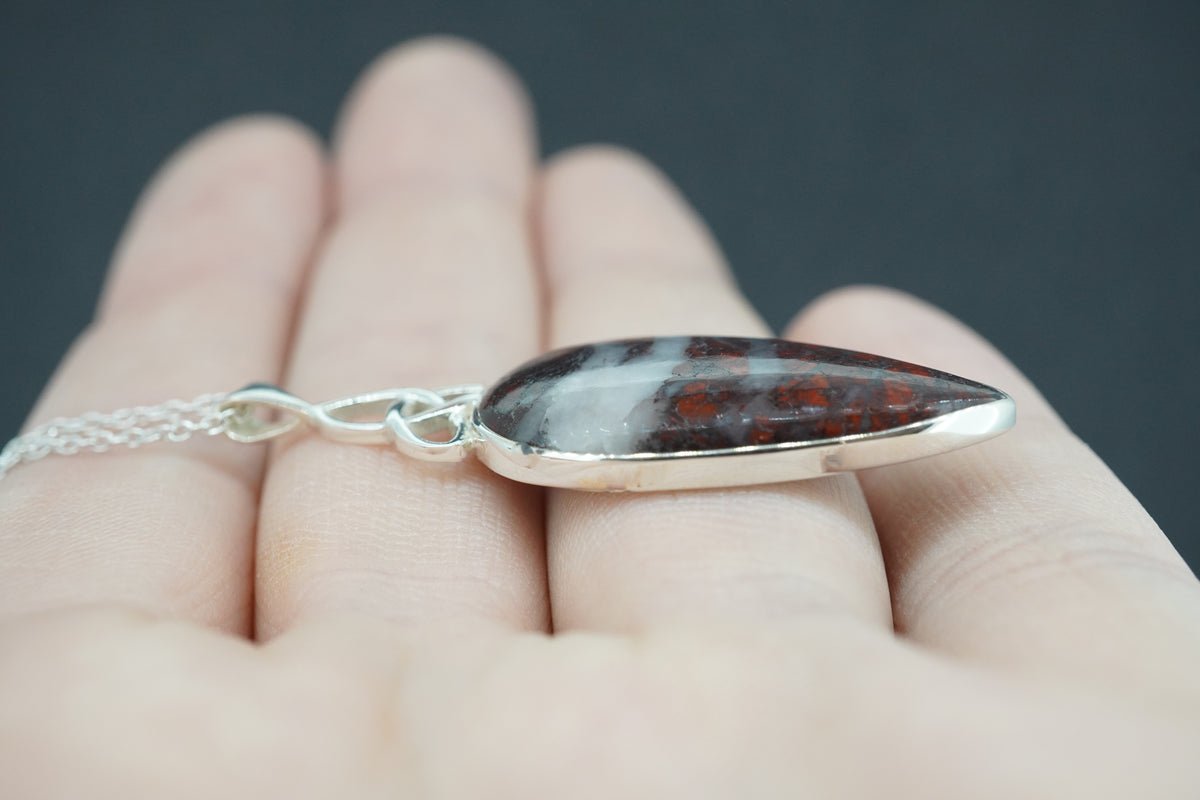 Scottish Red Jasper Sterling Silver Drop Celtic Pendant