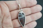 Scottish Red Jasper Sterling Silver Drop Celtic Pendant