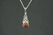 Scottish Red Jasper Sterling Silver Round Celtic Pendant