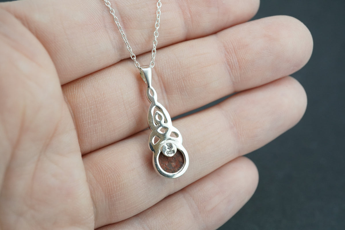 Scottish Red Jasper Sterling Silver Round Celtic Pendant