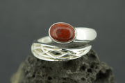 Scottish Red Jasper Sterling Silver Oval Wrap Ring