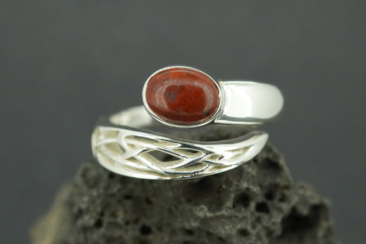 Scottish Red Jasper Sterling Silver Oval Wrap Ring