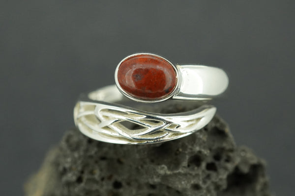 Scottish Red Jasper Sterling Silver Oval Wrap Ring