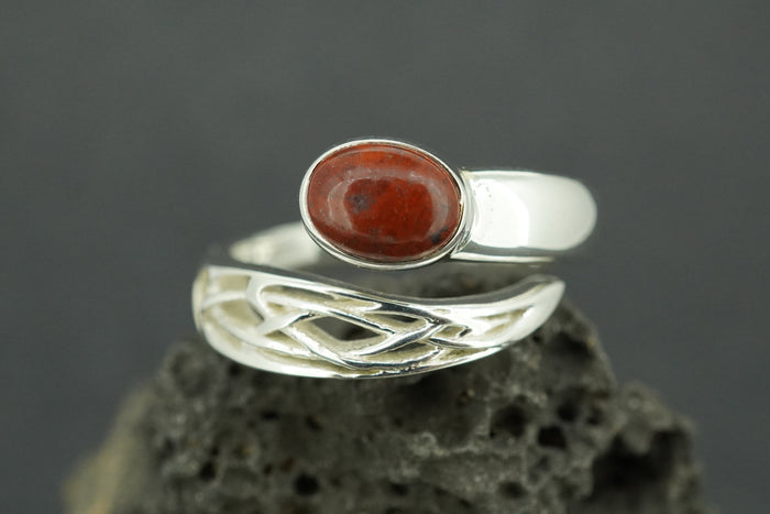Scottish Red Jasper Sterling Silver Oval Wrap Ring