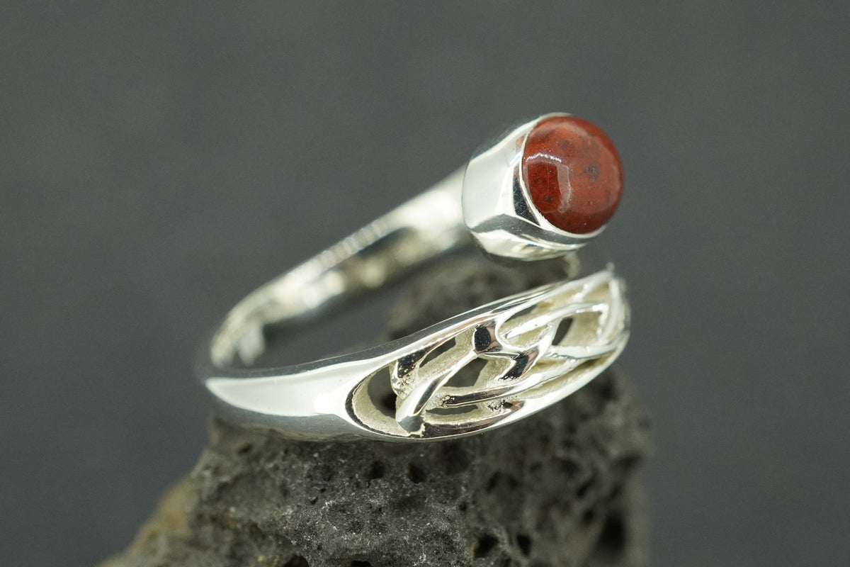 Scottish Red Jasper Sterling Silver Oval Wrap Ring