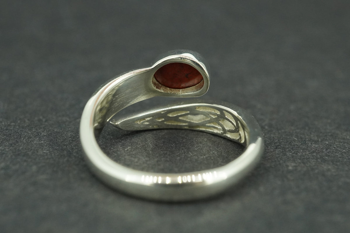 Scottish Red Jasper Sterling Silver Oval Wrap Ring