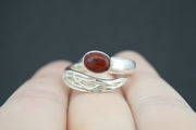 Scottish Red Jasper Sterling Silver Oval Wrap Ring