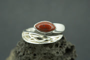 Scottish Red Jasper Sterling Silver Marquise Wrap Ring