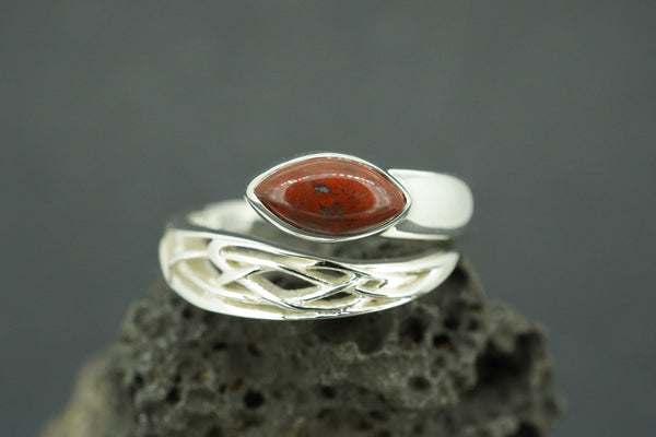 Scottish Red Jasper Sterling Silver Marquise Wrap Ring
